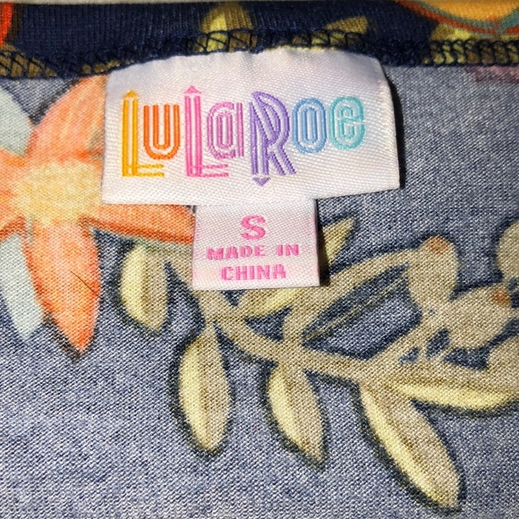 LULAROE small floral & striped midi T-shirt dress - Picture 5 of 7